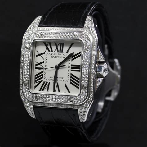 cartier santos 100 diamond replica|cartier santos 100 diamond bezel.